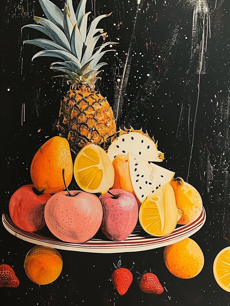 Ananas Abstrakt Frucht Art Deco