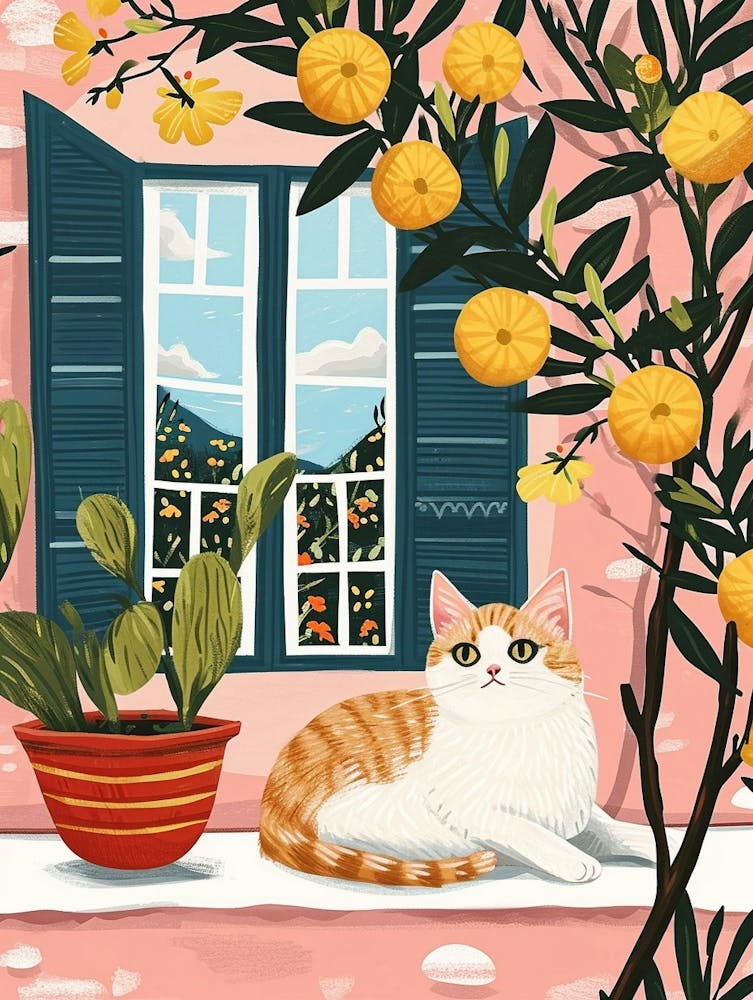 Exotic Shorthair Cat Storybook Illustration 2