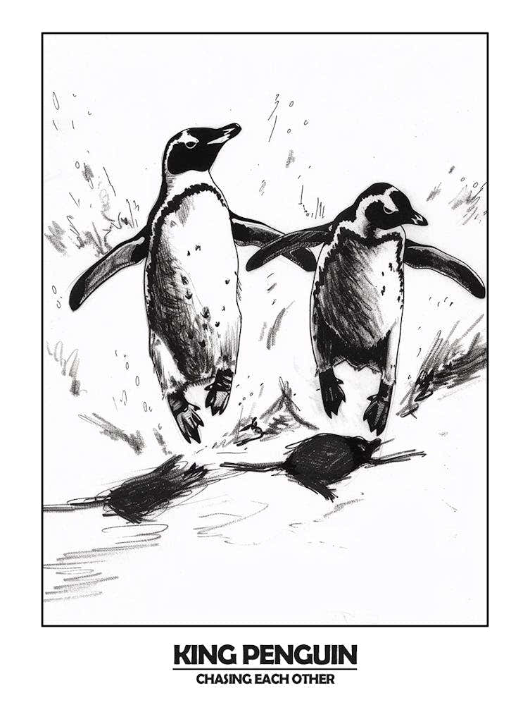Penguin Chasing Each Other Poster 2