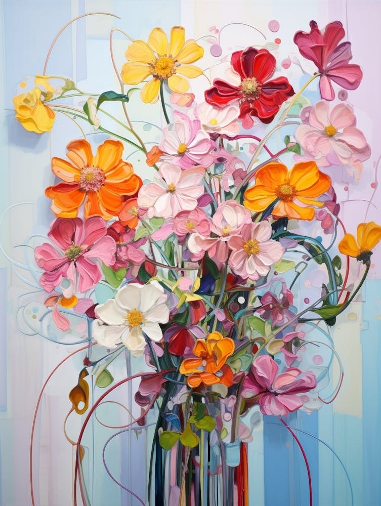 Abstract Flower Painting Zinnia 3