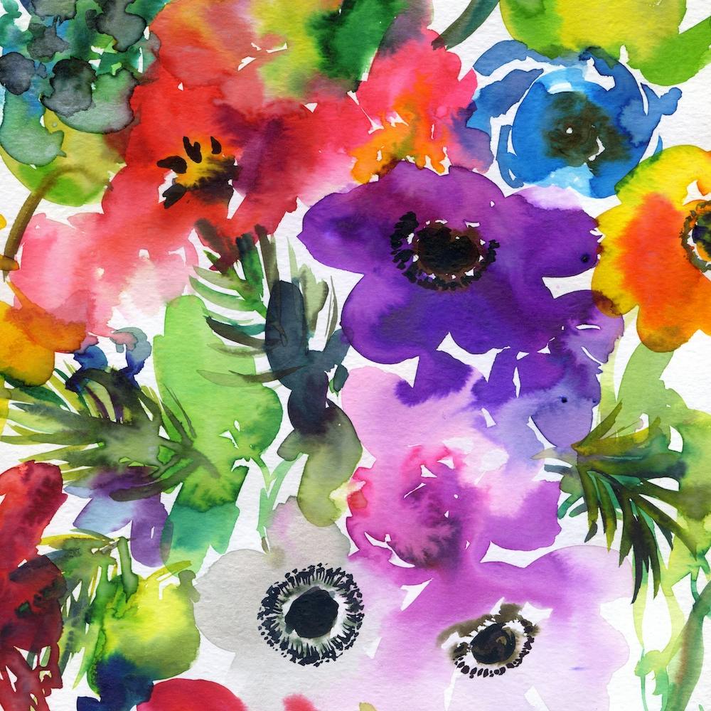 Abstract Watercolor Flowers 1