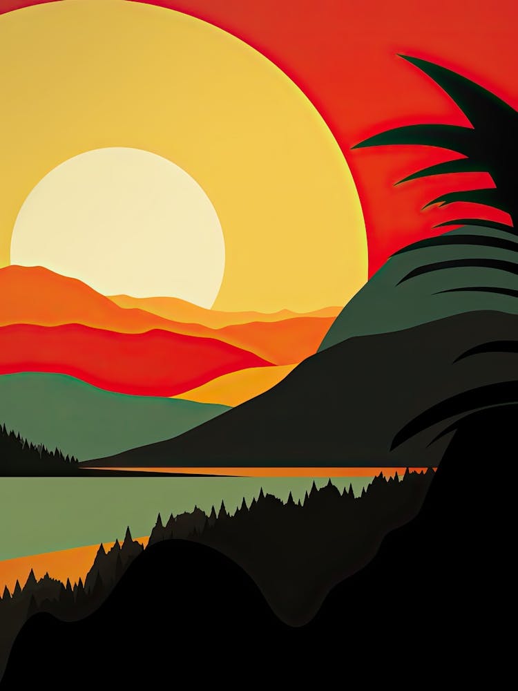 Big Sur California, Usa, Bold Outlines 3