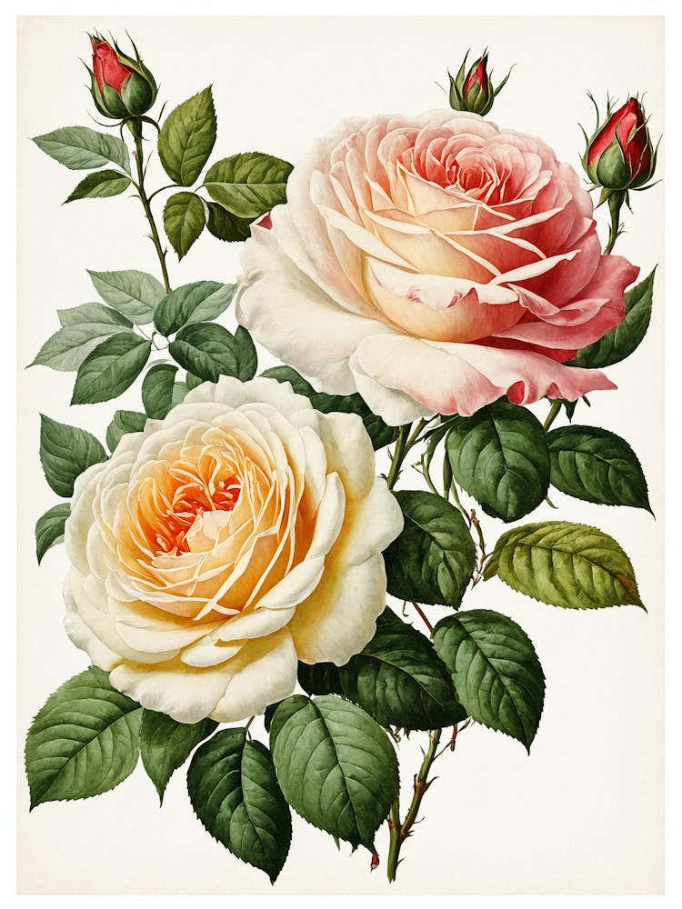 Vintage Galleria Style Rose Art Painting 32