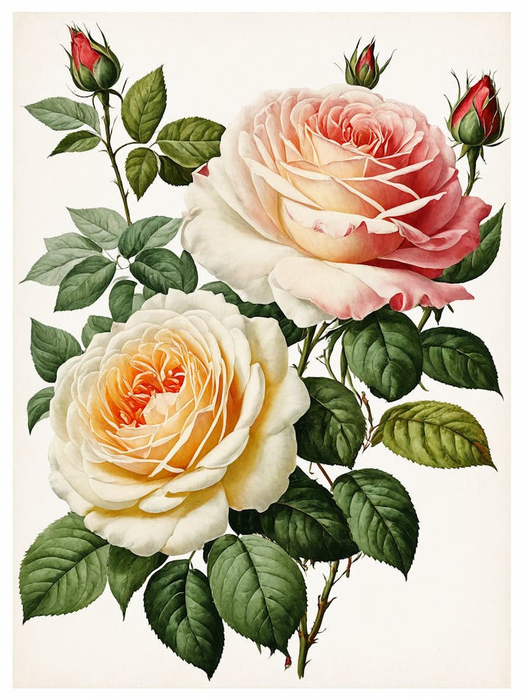 Vintage Galleria Style Rose Art Painting 32