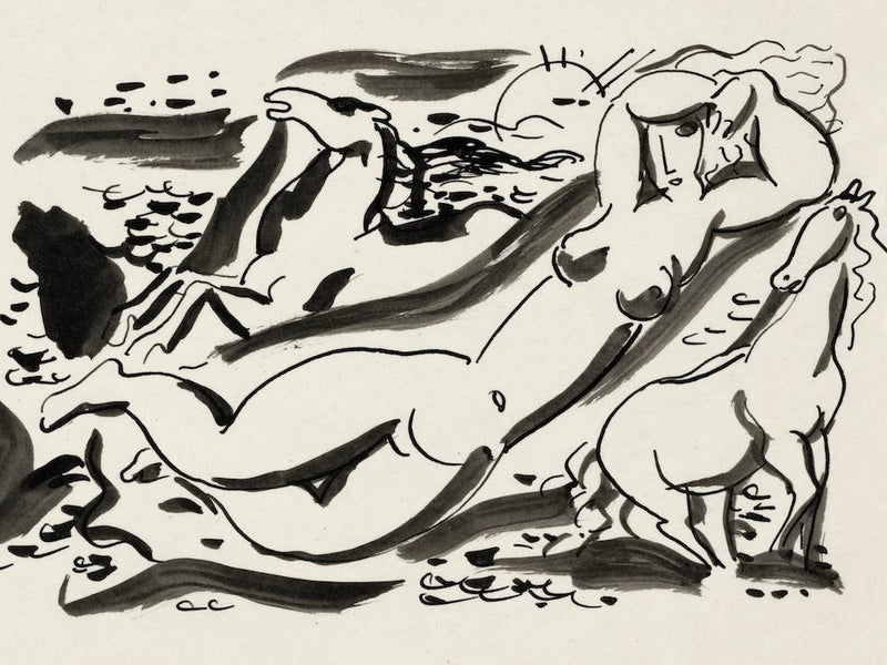 Naked Woman And Two Horses In The Sea, Leo Gestel