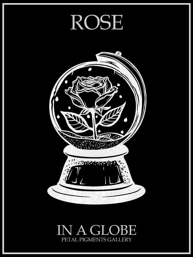 Rose In A Globe Line Drawing 3 Poster Inverted