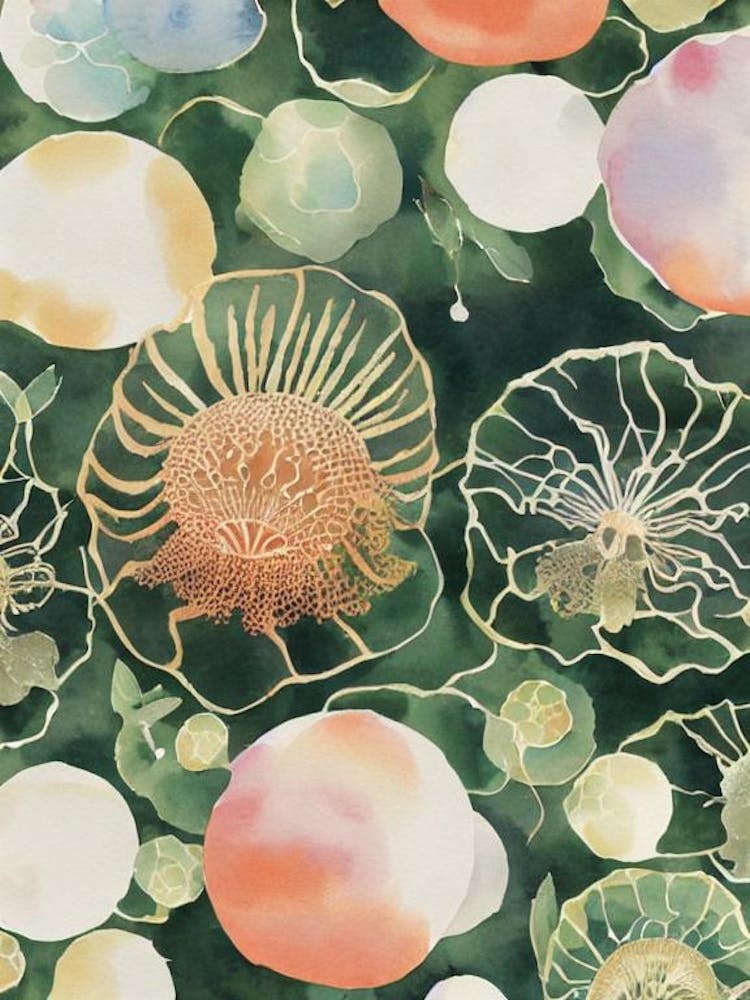 Moon Jellyfish Vintage Graphic Watercolour