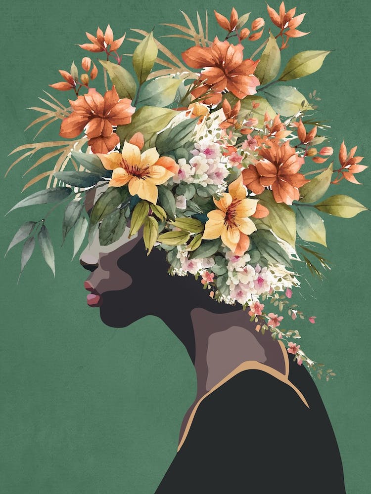 Profile Of A Woman With Flowers 1