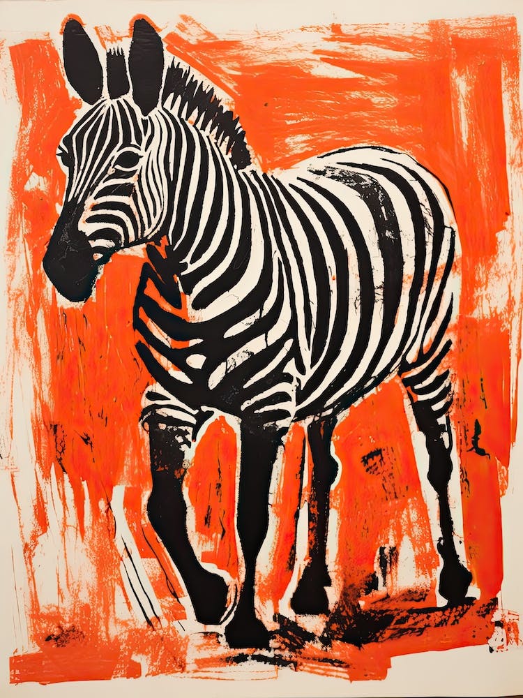 Grevy S Zebra, Holzschnitt Tierzeichnung 2