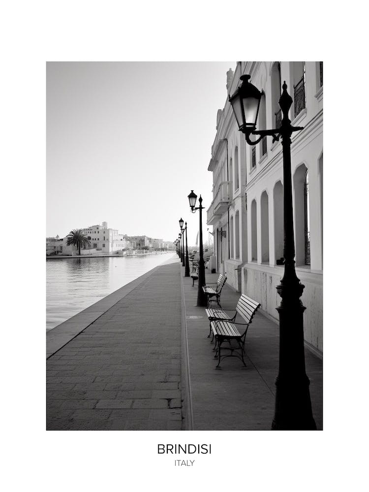 Poster Of Brindisi, Italy, Black And White Photo 2