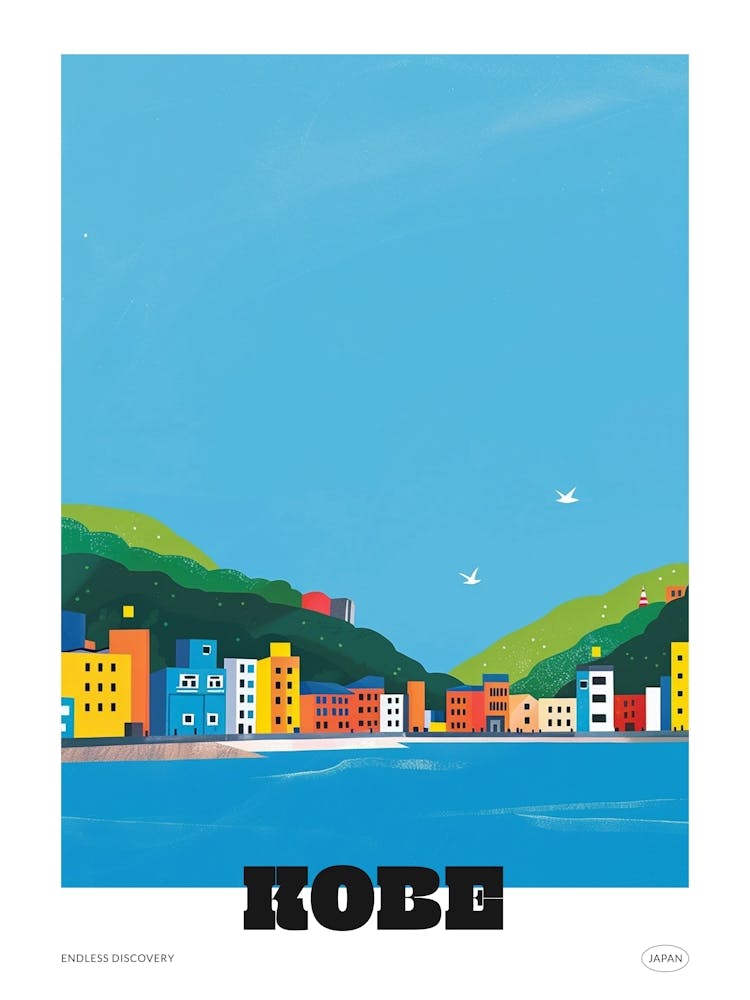 Kobe Japon 2 Affiche de Voyage Colorée