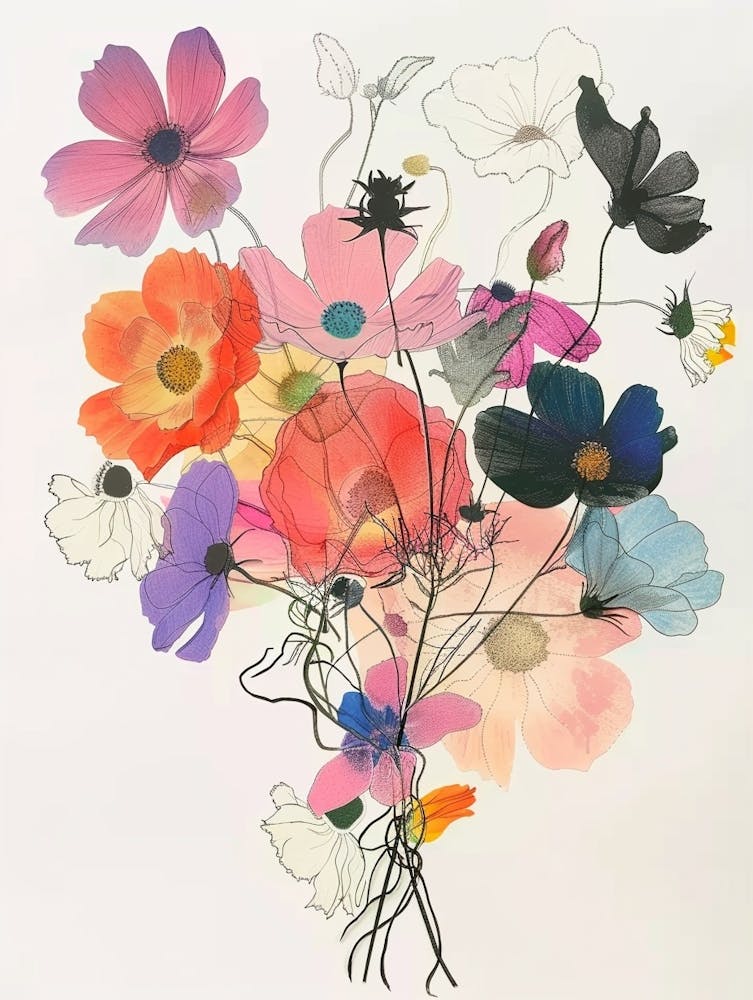 Cosmos 1 Collage Flower Bouquet
