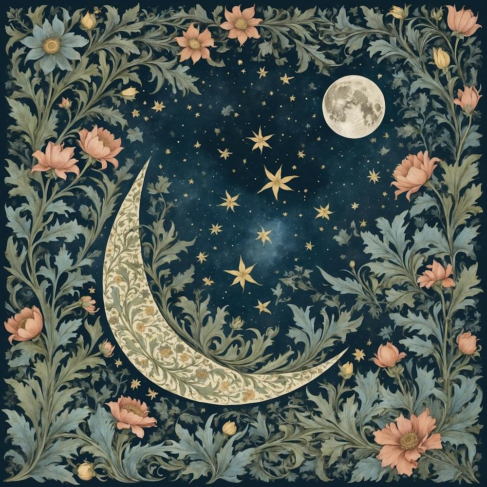 Moon And Flowers