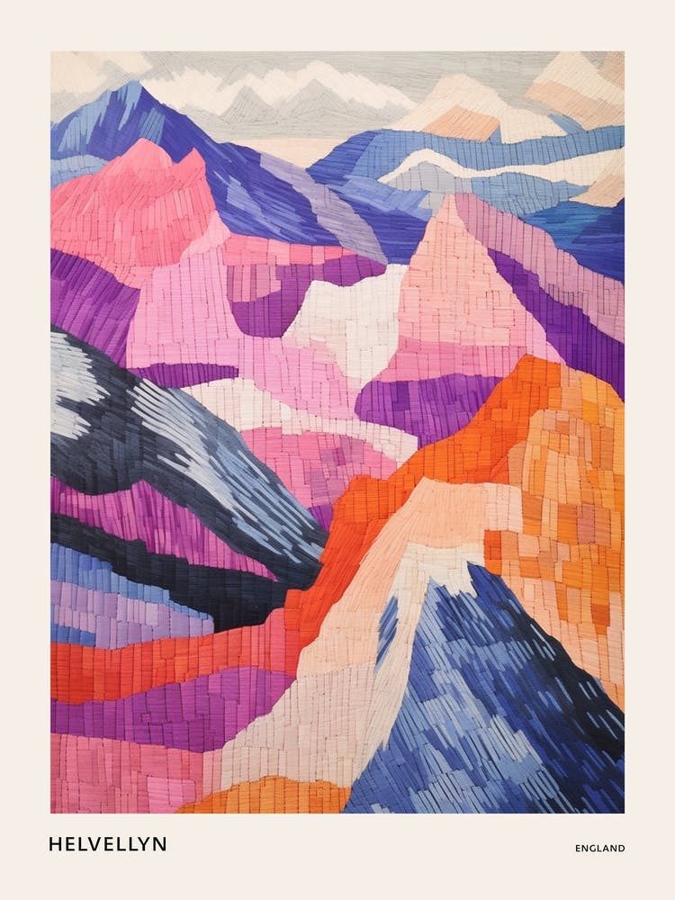 Helvellyn England 2 Colourful Mountain Illustration Poster