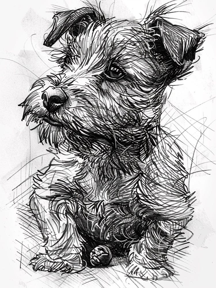 Cute Terrier Dog Line Art 1