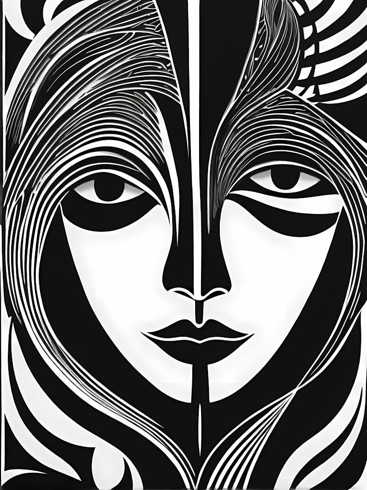 Linocut Piece Depicting of a woman, woman art, 164