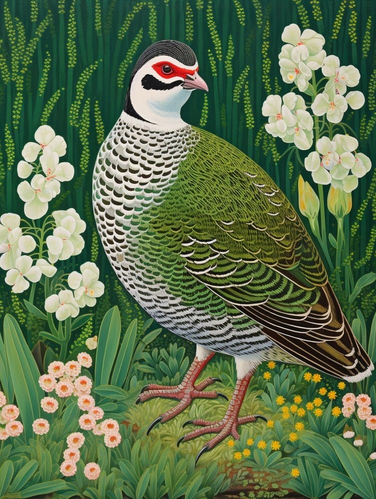 Ohara Koson Inspired Bird Painting Partridge 4