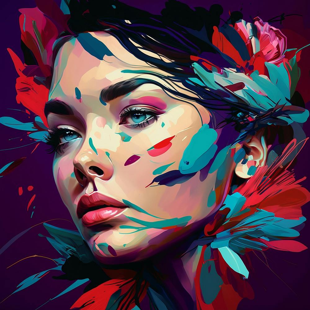 Beauty Adorned With Feathers And Flowers Fine Art Style