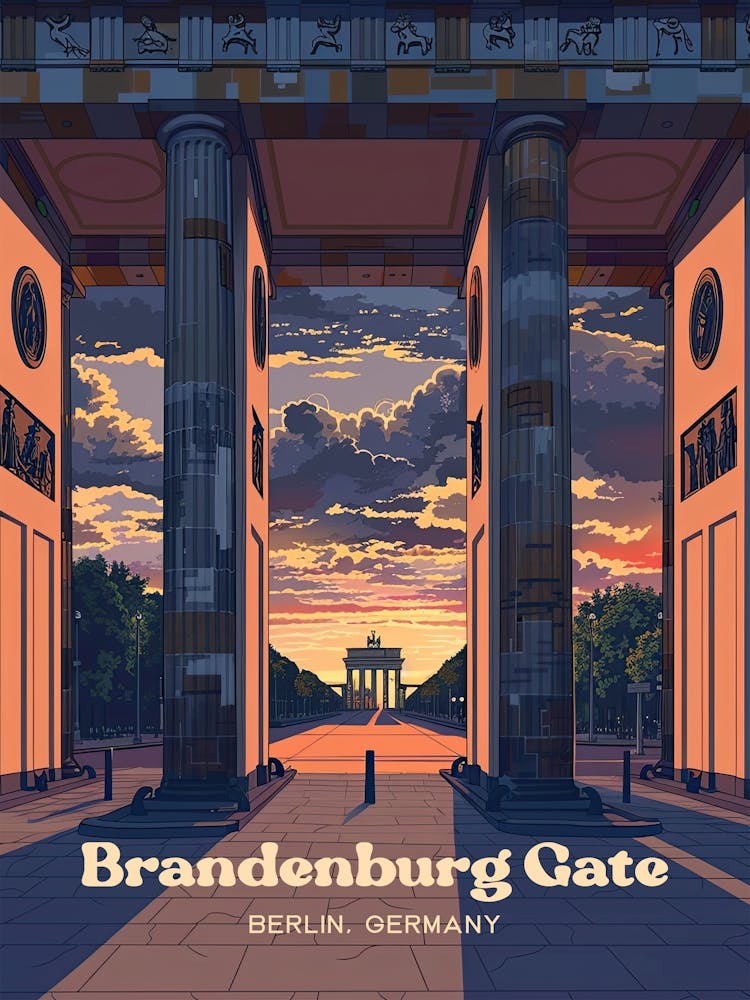 Brandenburg Gate Berlin Landmark Travel Illustration