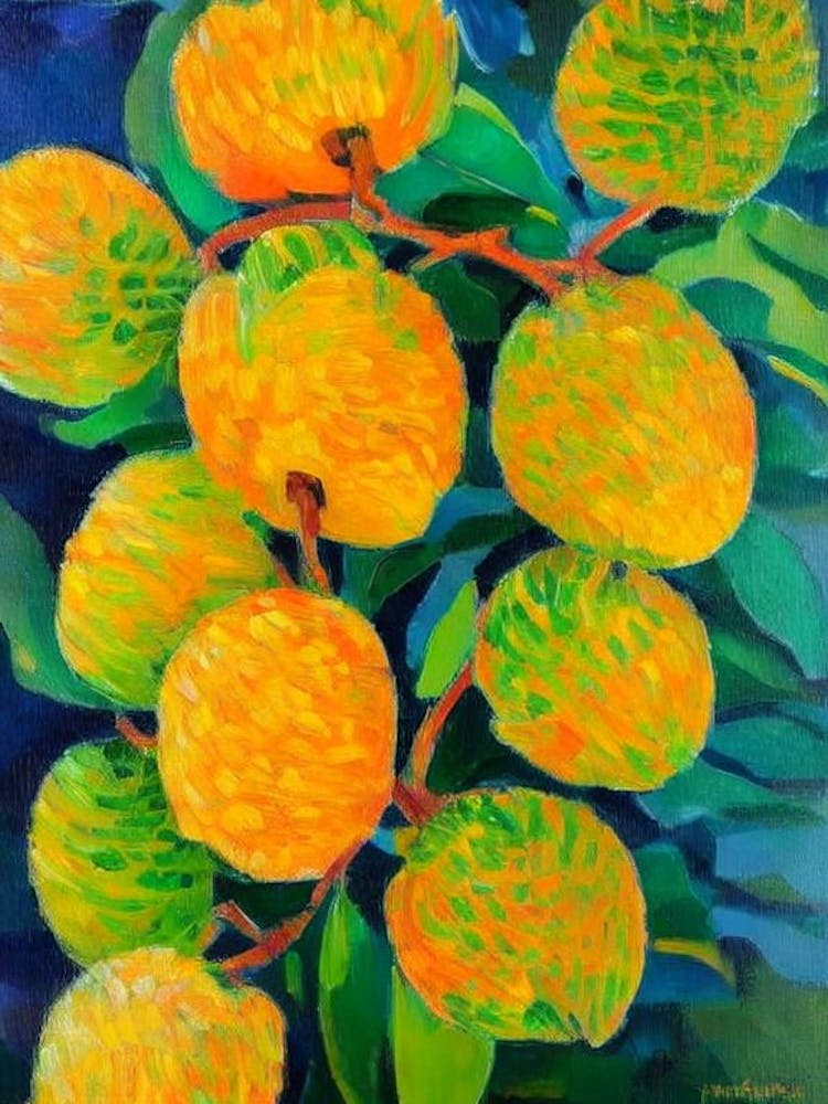 Durian Fruit Vibrant Matisse Inspired Painting Fruit