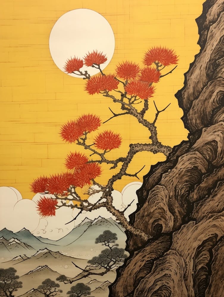 Akikusa Autumn Dandelion Vintage Botanical Woodblock