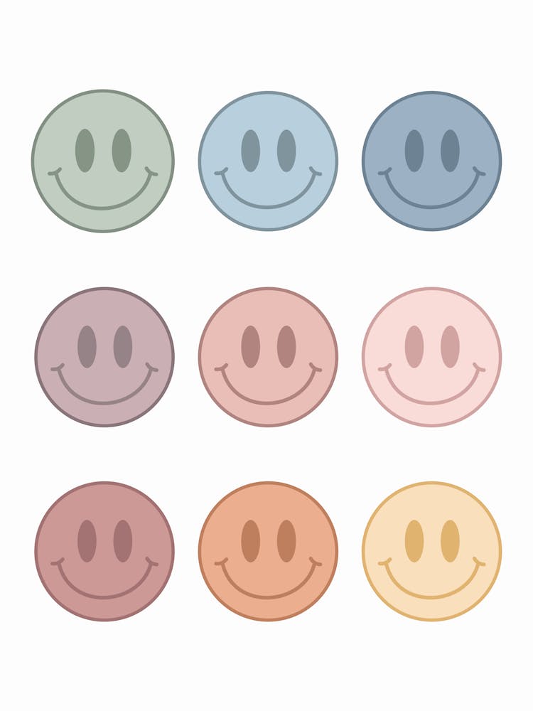 Smiley Faces, groovy, funky, happy, positive, modern, vibes, mood, cool, cute, aesthetic, minimal, smiles, pattern, colorful