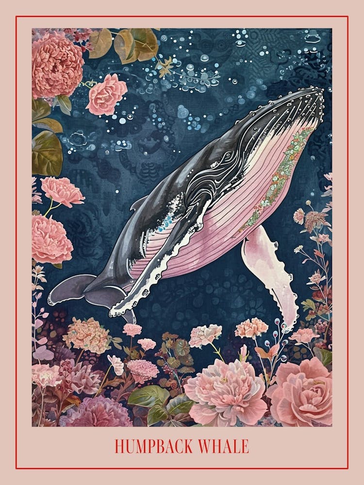 Blumen Tiermalerei Buckelwal 3 Poster