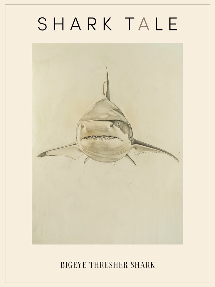 Bigeye Thresher Shark Vintage Illustration 2 Poster