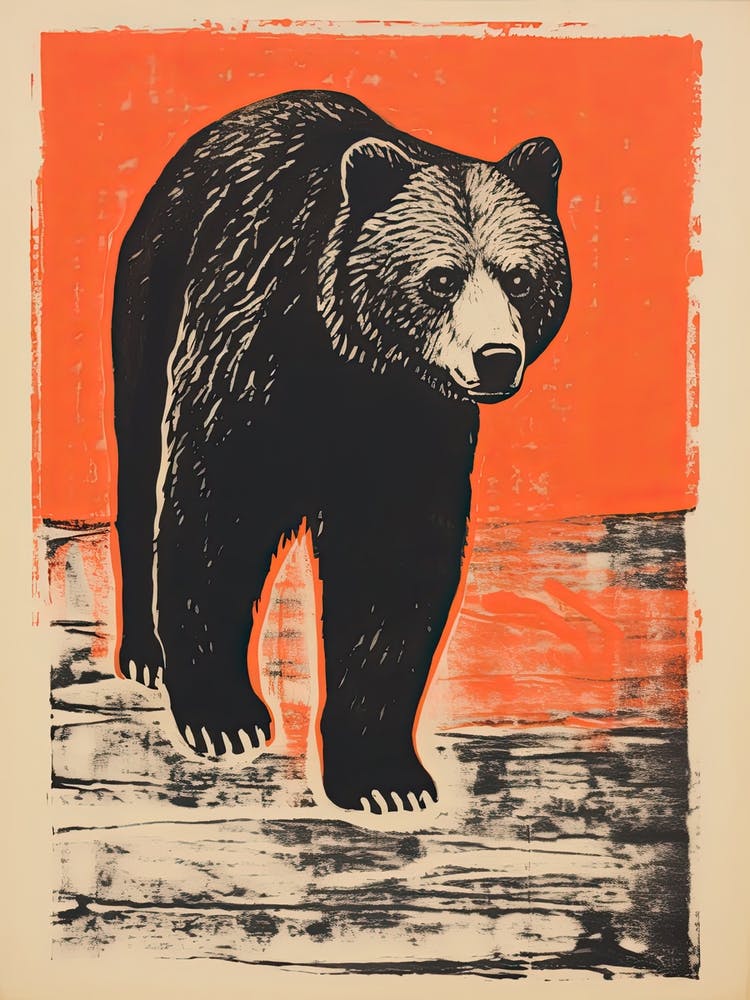 Ours, Dessin Animalier sur Gravure sur Bois 4