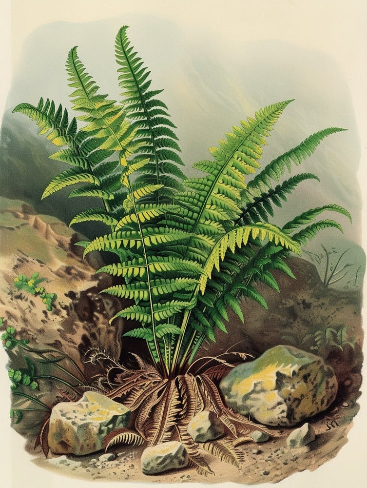 Vintage Illustration Rock Cap Fern 3