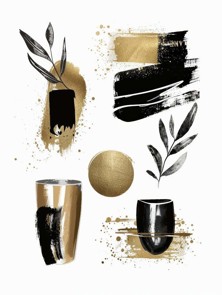 Gold And Black Abstract Painting 101