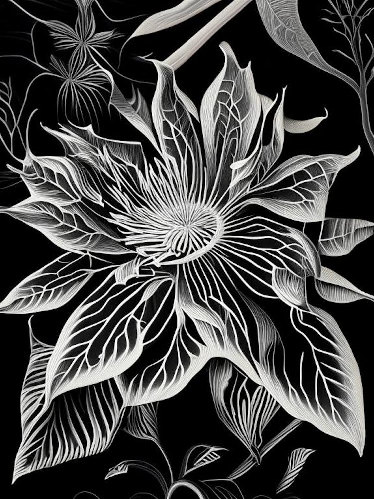 Passionflower Leaf Linocut 2