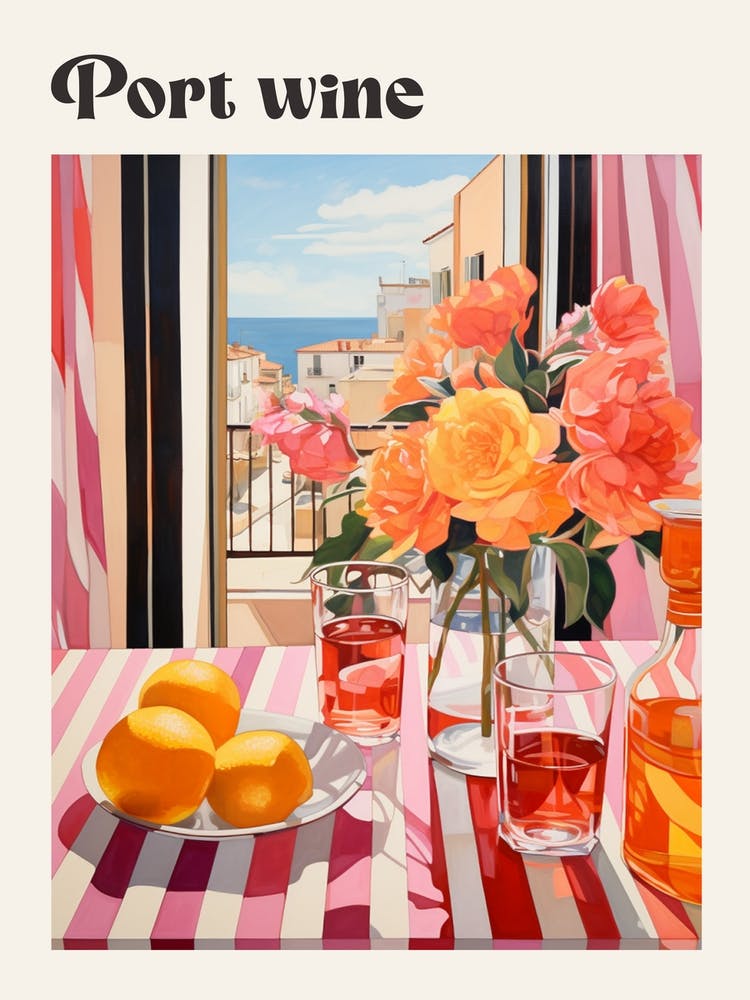 Port Wine Retro Cocktail Poster