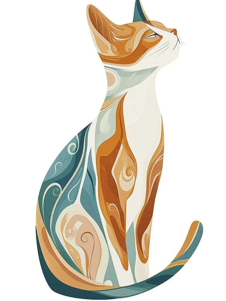 Turkish Van Cat Clipart Illustration 2
