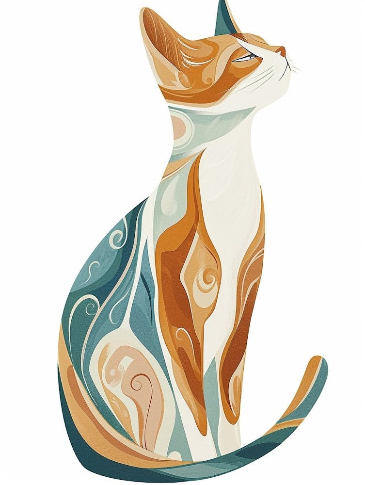 Turkish Van Cat Clipart Illustration 2