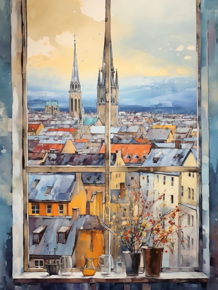 Winter Cityscape Munich Germany
