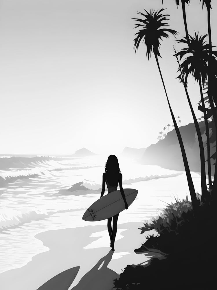 Surfer-Mädchen am Strand spazierend