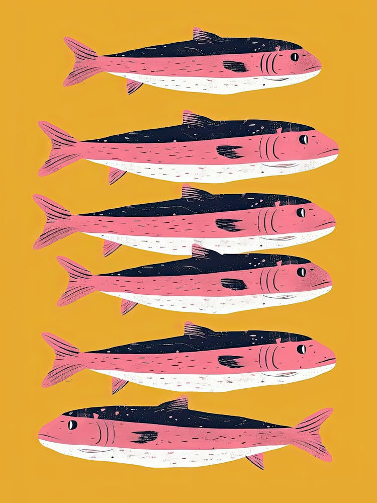 Sunset Shoal Fish Poster