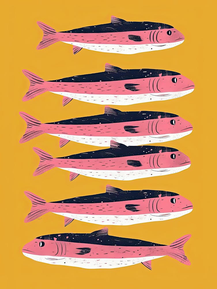 Sunset Shoal Fish Poster