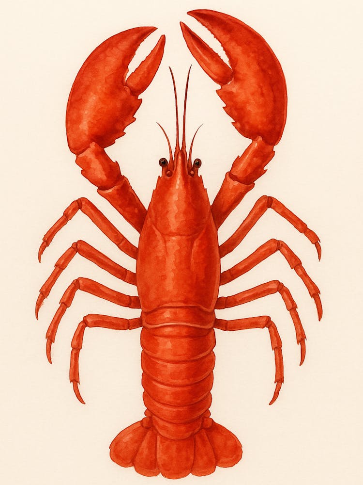 Lobster Red Langosta Watercolor Kitchen Lobster
