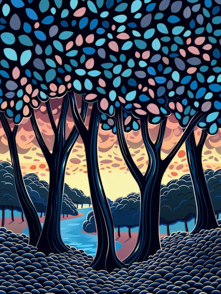 Trees At Sunset 1