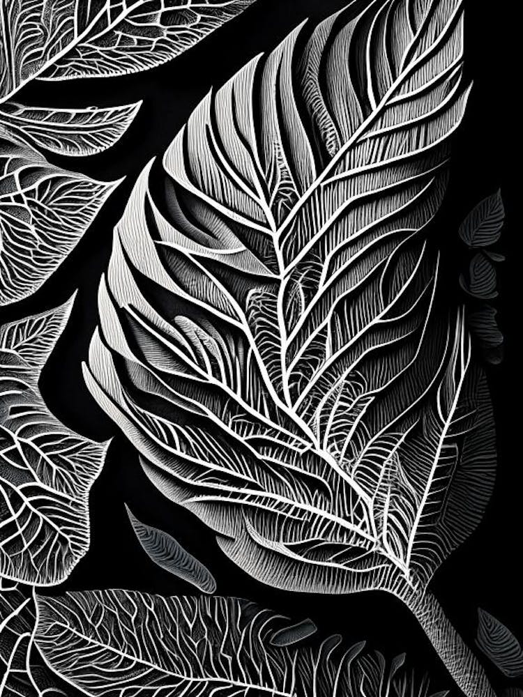 Sandalwood Leaf Linocut 1