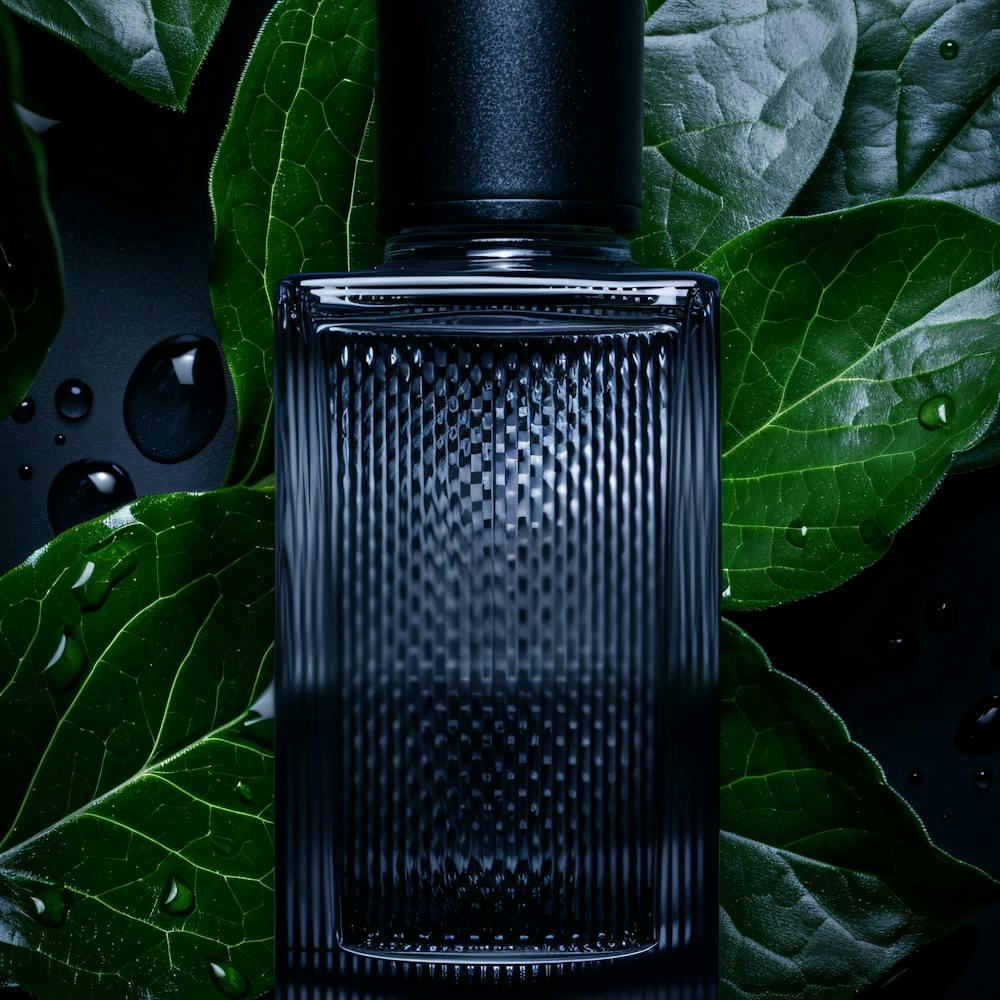 Flacon de Parfum Avec Feuilles