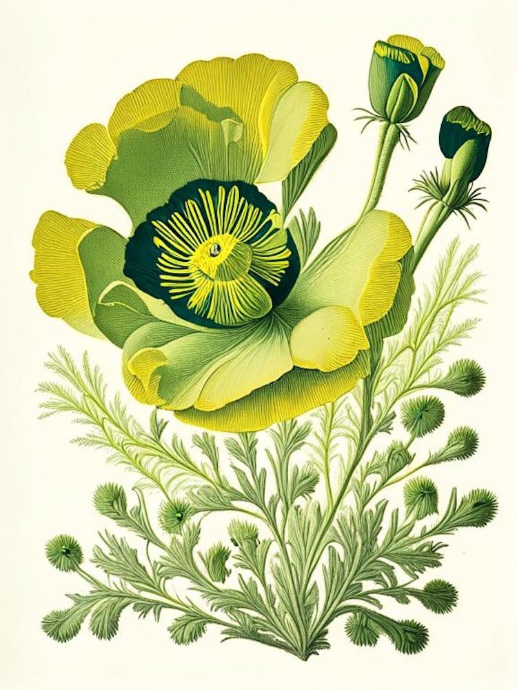 Buttercup 3 Floral Botanical Vintage Poster Flower