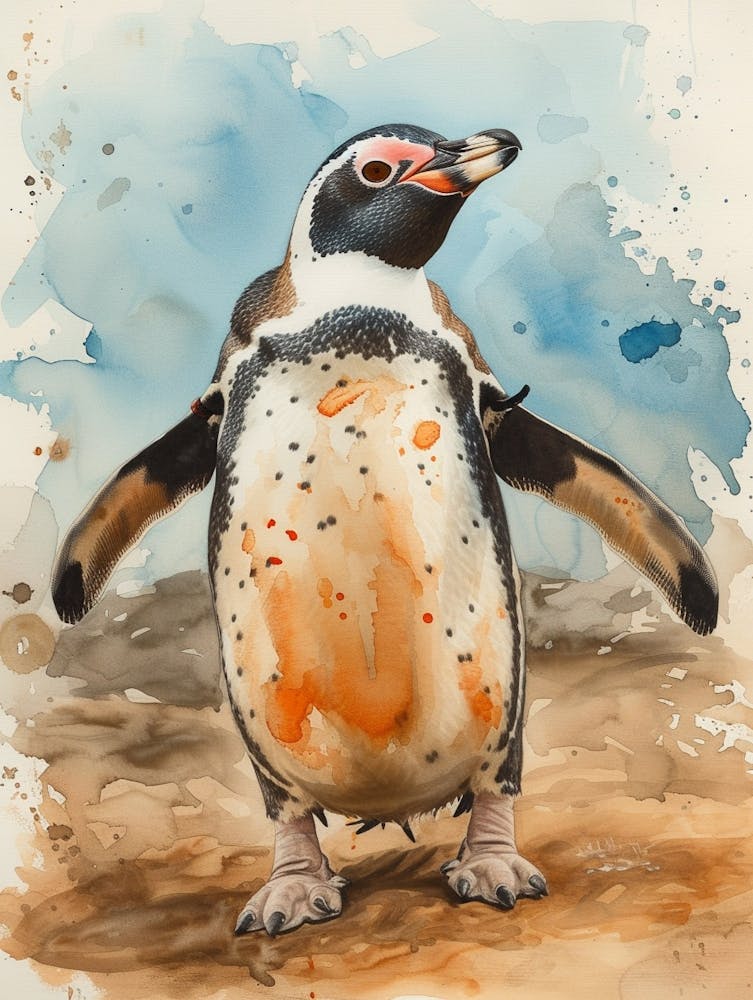Humboldt Penguin Cooper Bay Watercolour Painting 1
