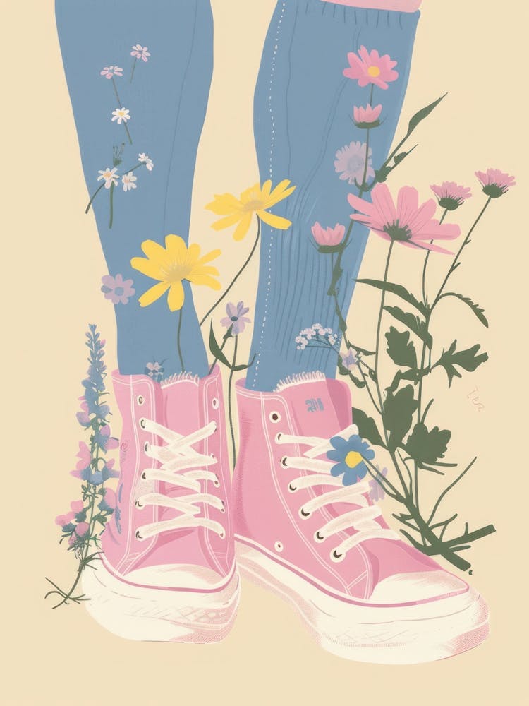 Pink Sneakers And Flowers 8