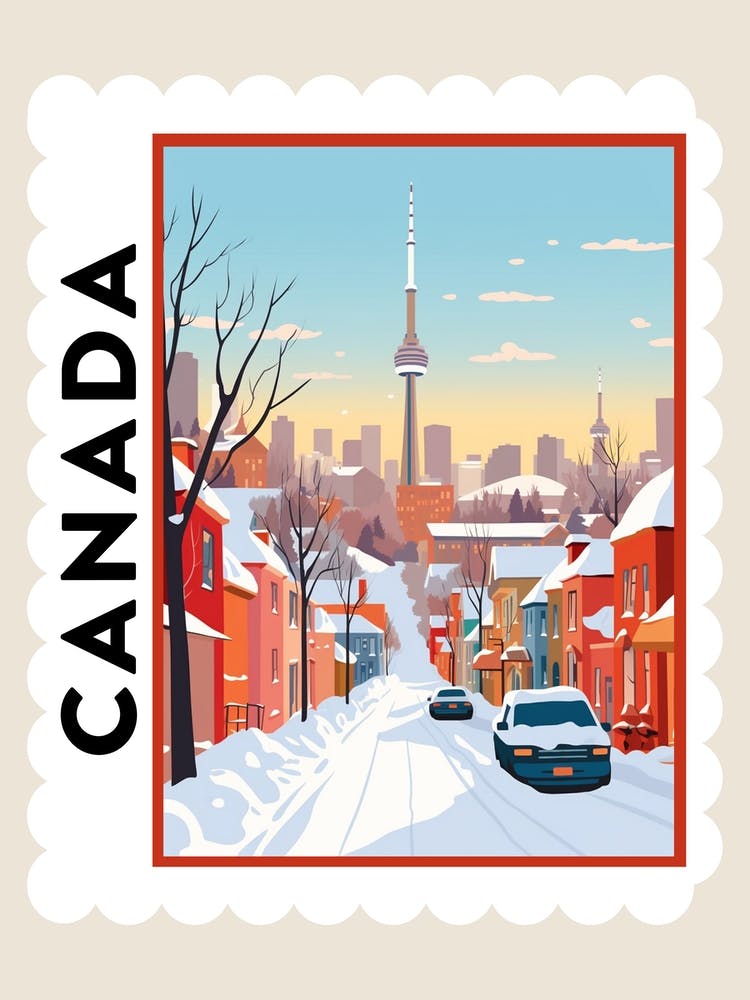 Retro Winter Stamp Poster Toronto Canada