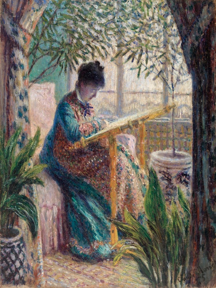 Madame Monet Embroidering 1, Claude Monet
