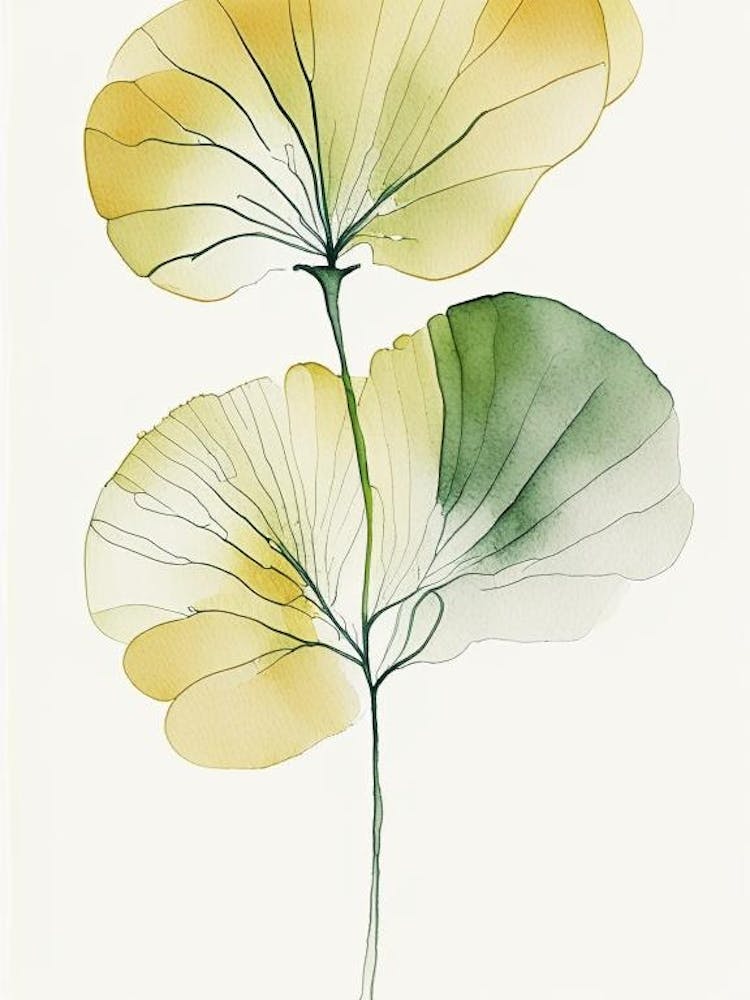 Ginkgo Kraut Minimalistisches Aquarell 1