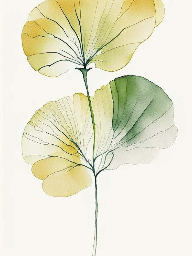 Ginkgo Herb Minimalist Watercolour 1